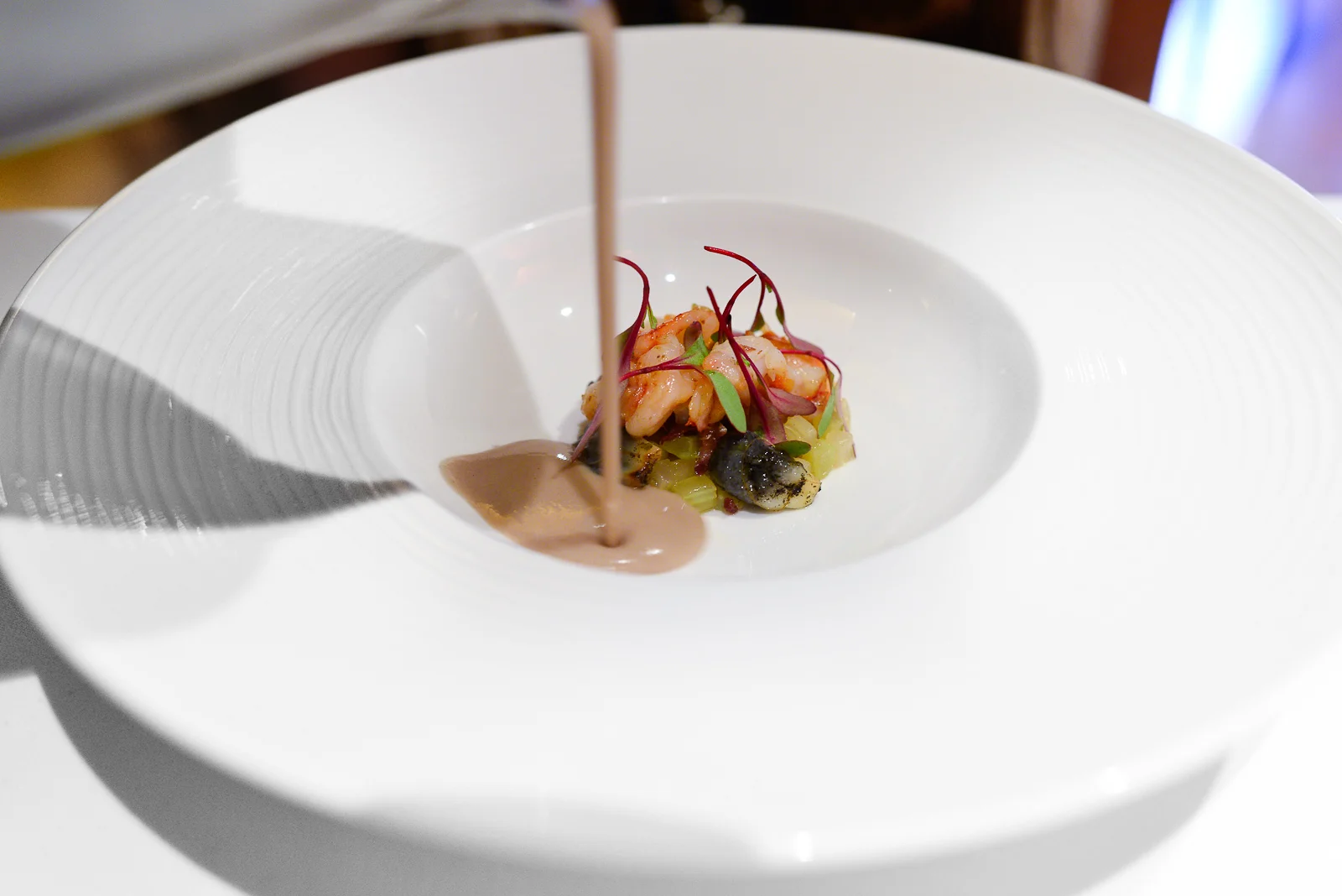 7th Course: Crema de castañas "mar y tierra," huitlacoche, eriz