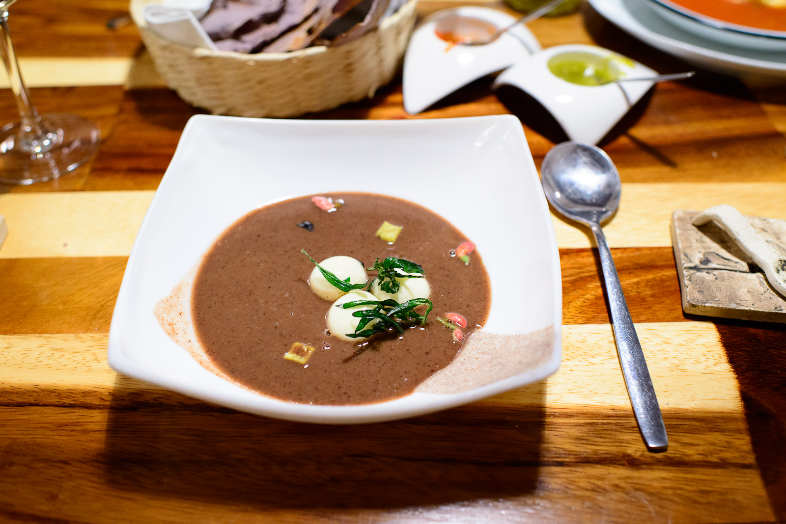 3rd Course: Bean soup - Avocado, "hierba de conejo" Zapotec herb