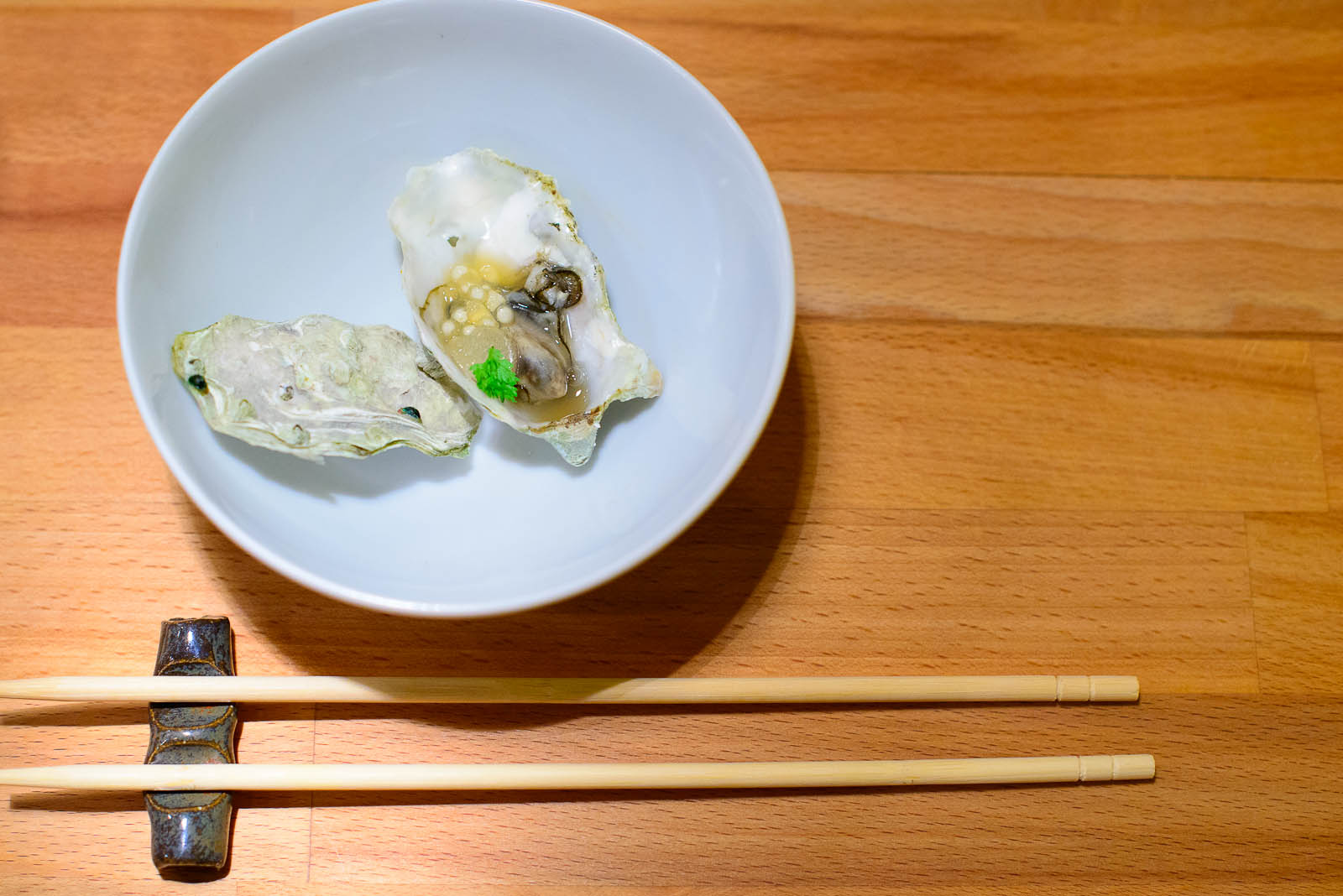 2nd Course: Grilled oyster, apple cider, sake, tapioca ($3 each)