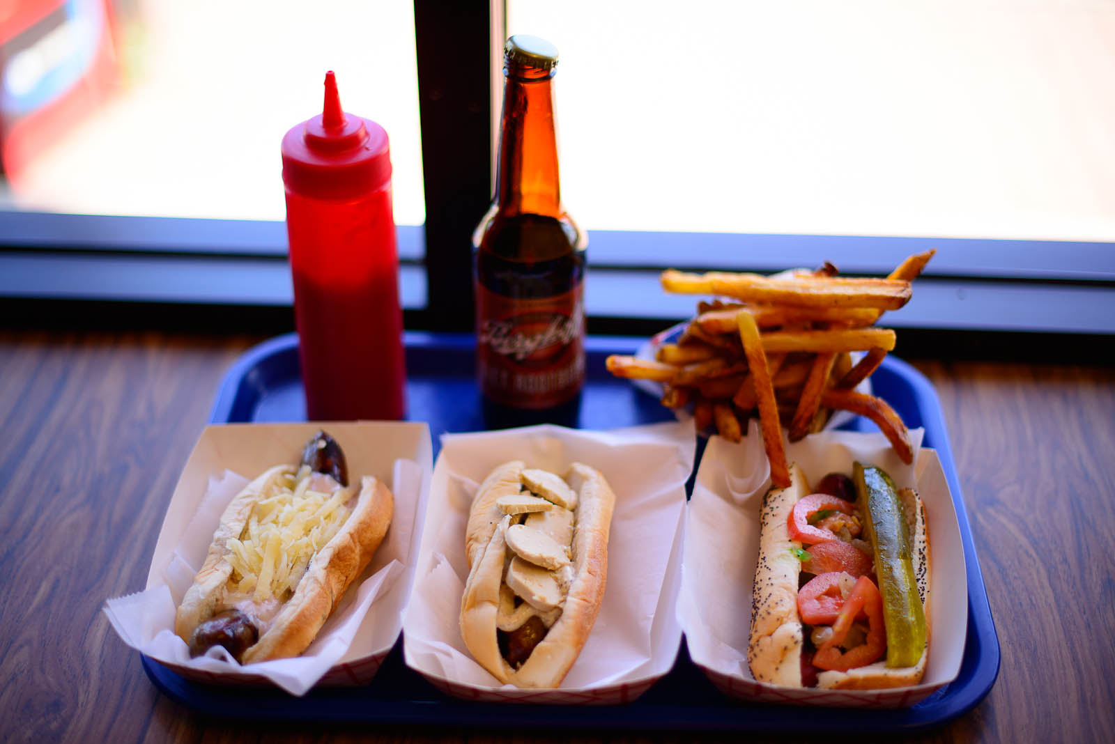 The mountain man, foie gras, and traditional Chicago dog with fr