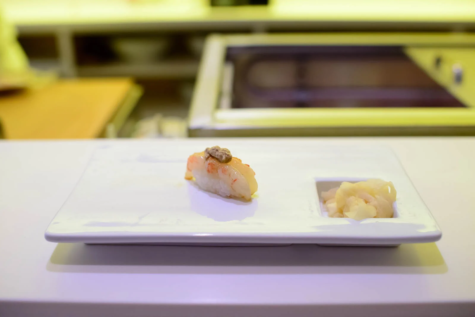 11th Course: Santa Barbara jumbo shrimp with lobster miso