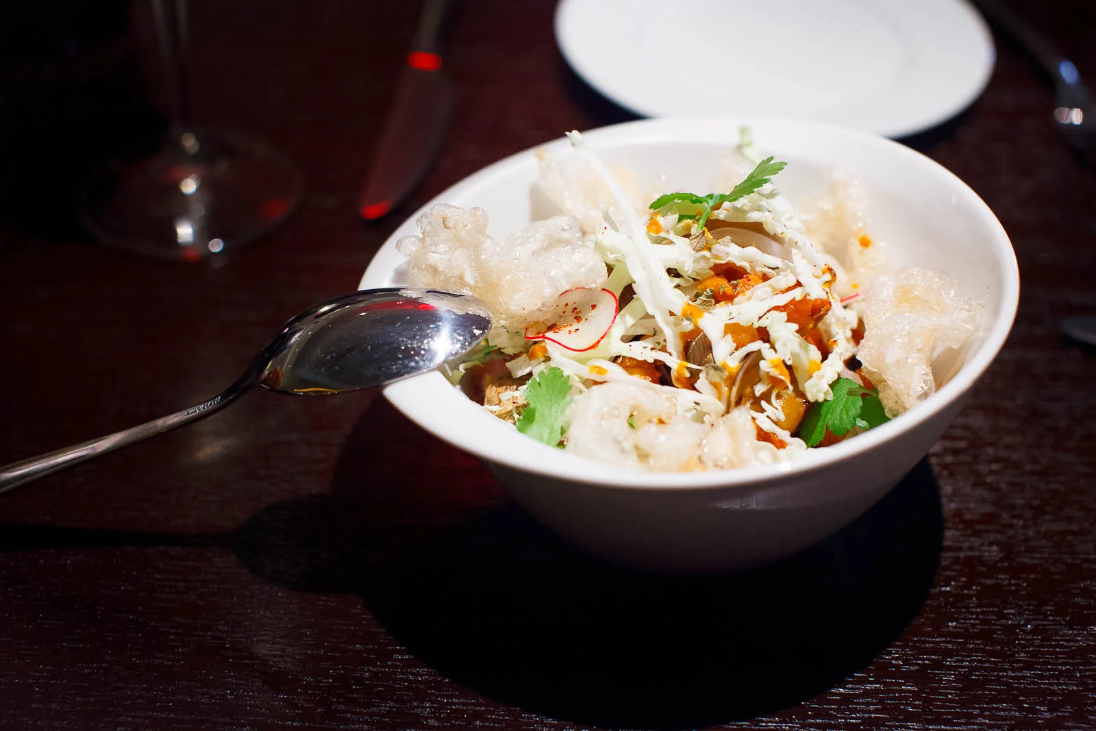 Manila Clams with Menudo and Puffed Beef Tendon ($14)