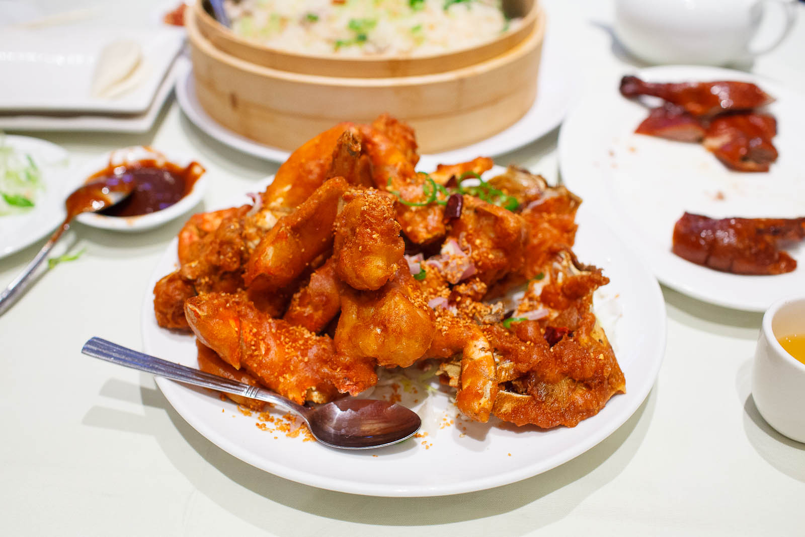 Deep-fried battered dungeness crab ("Hong Kong" style)