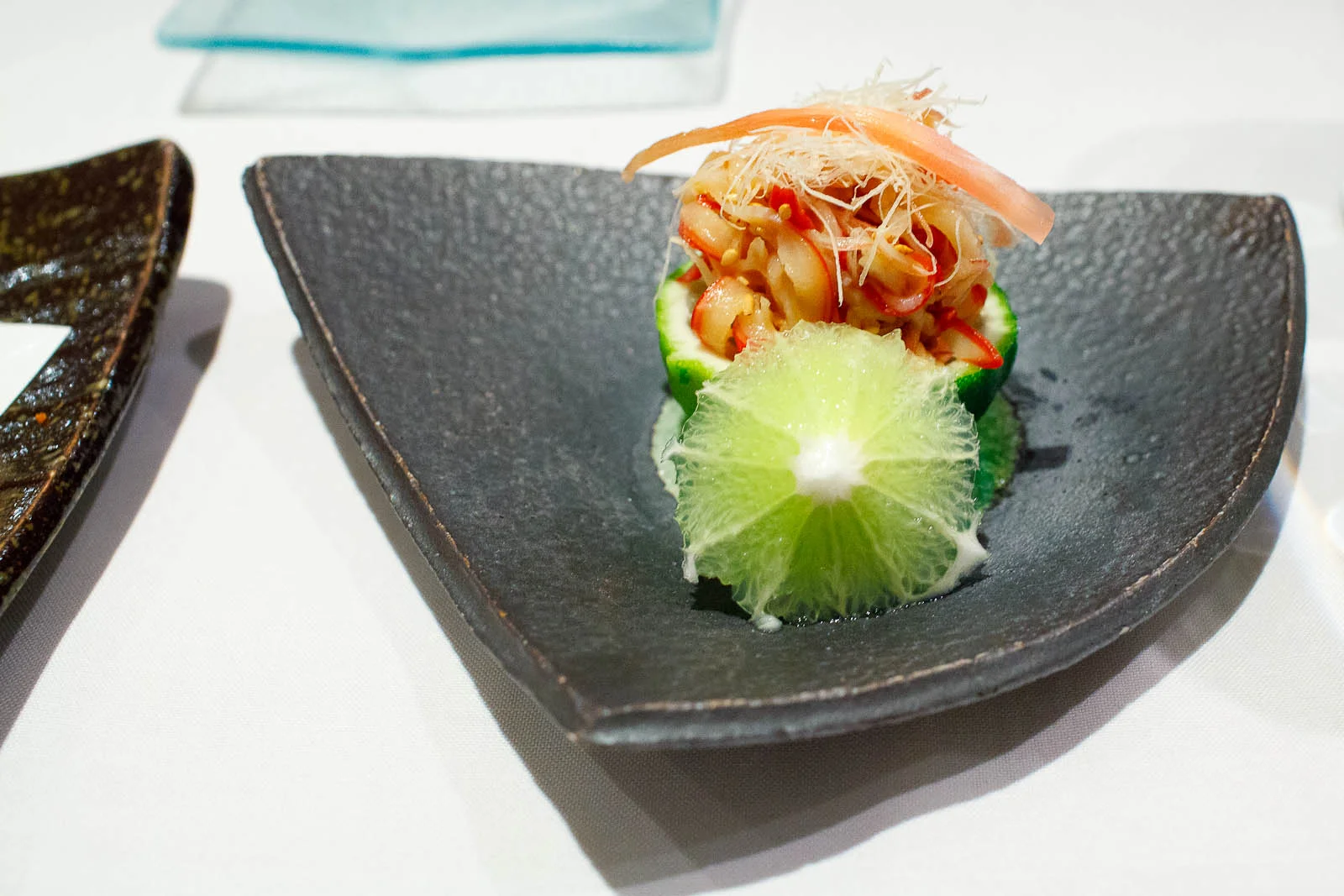 Hokki nuta - thinly sliced surf clam with myoga ginger shoots an