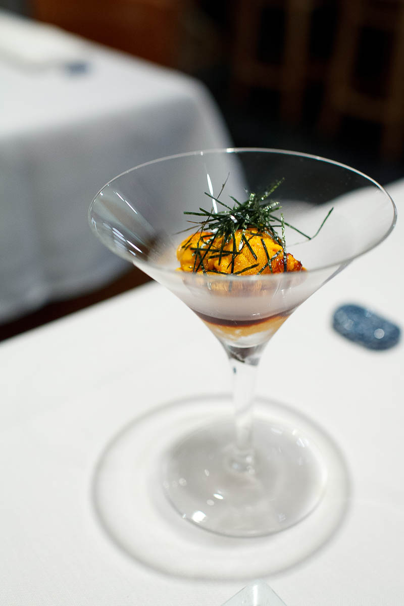 Uni cocktail - finest Japanese sea urchin with soy reduction and