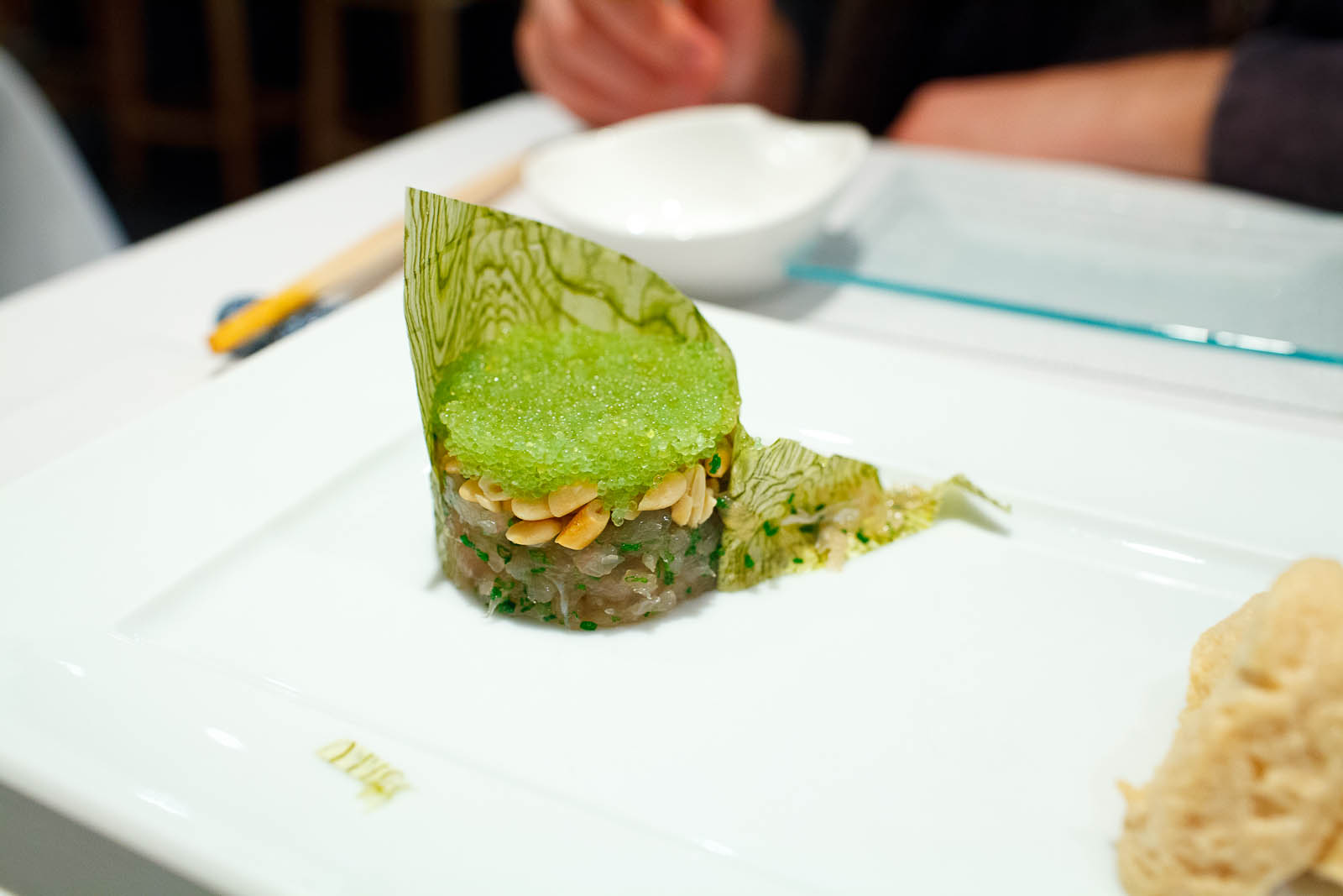 Kampachi tartare - chopped kampachi amber jack with wasabi tobik