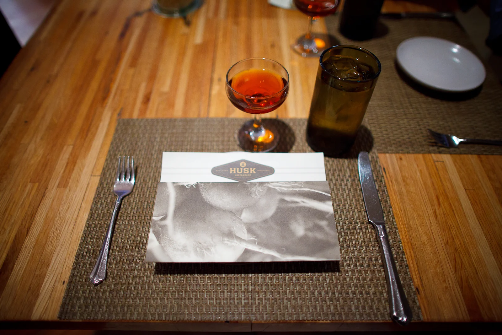Barrel aged Manhattan - A Manhattan with bourbon, rye whiskey, and flavored bitters barrel aged for 30 days in American oak.