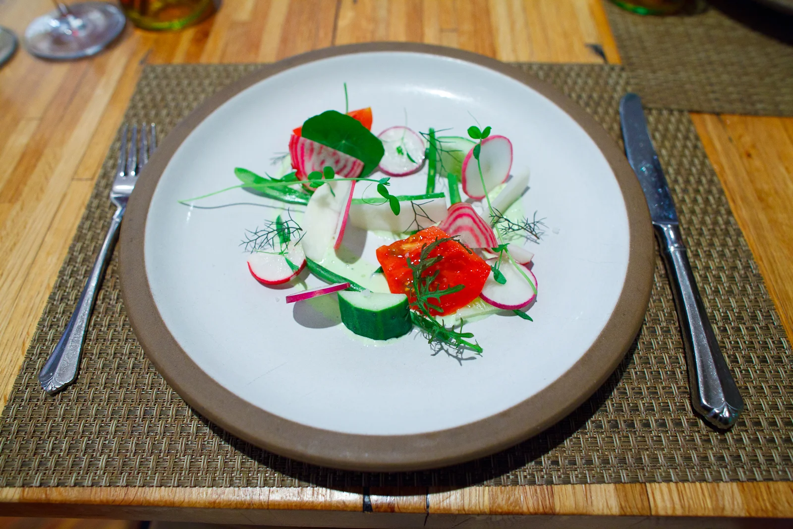 6th Course: Vegetable crudite with house-made salt from local ocean water