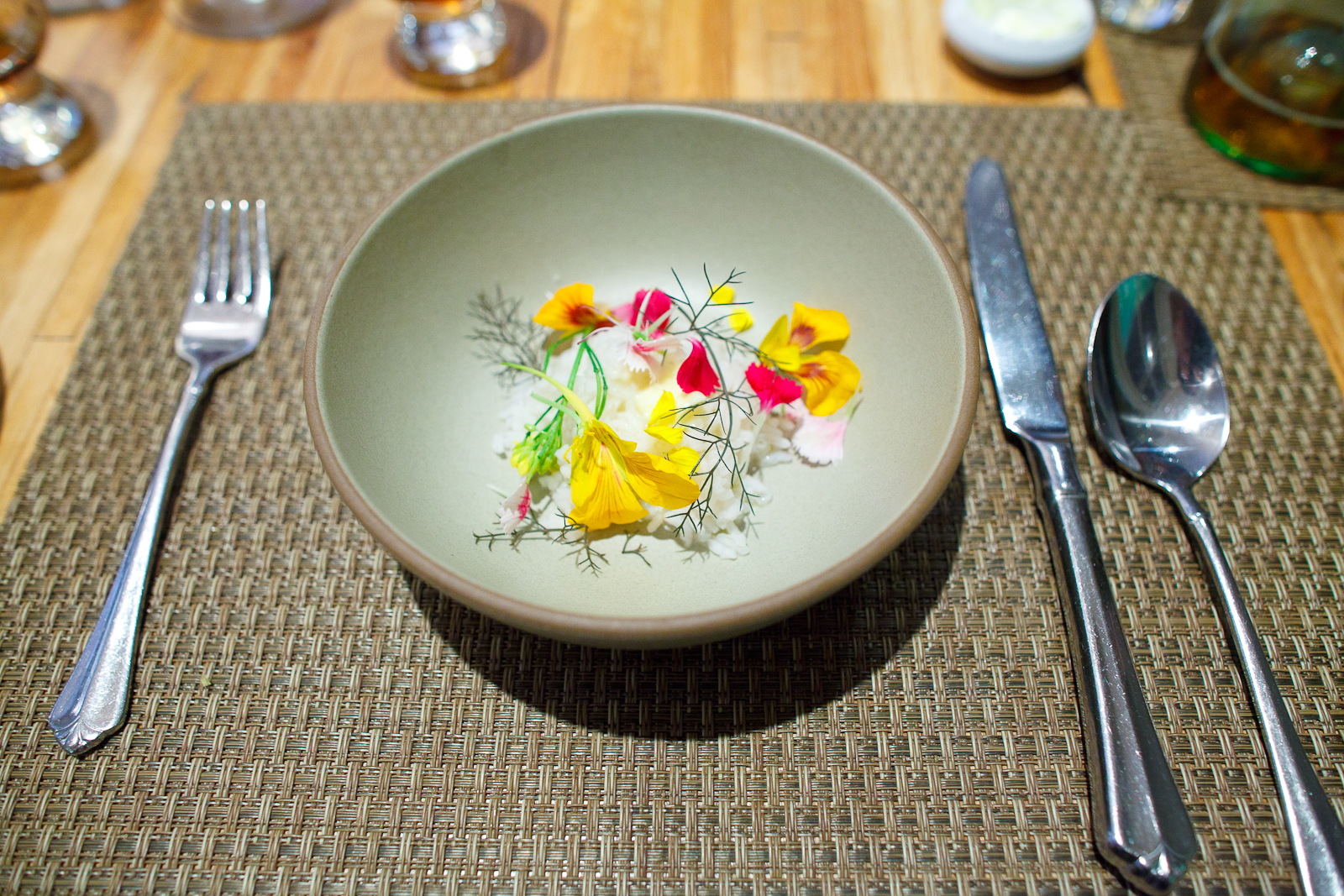9th Course: Local rice with flowers