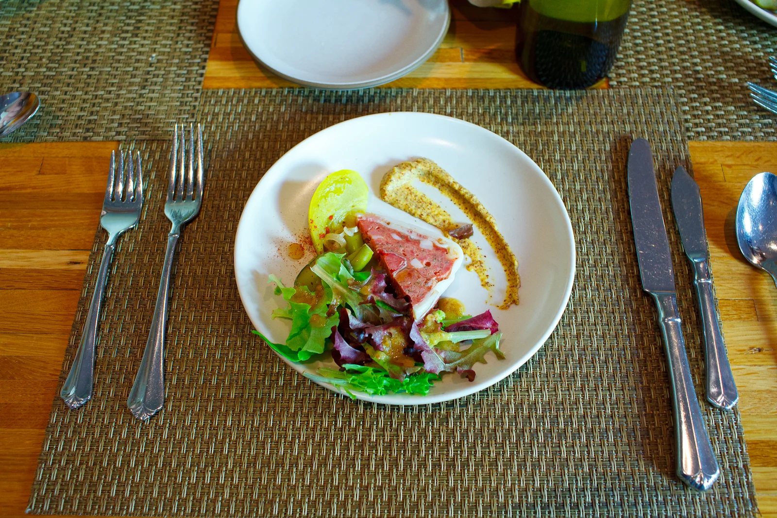 House made pork pâté wrapped in bresaola, salad with pickles, apples