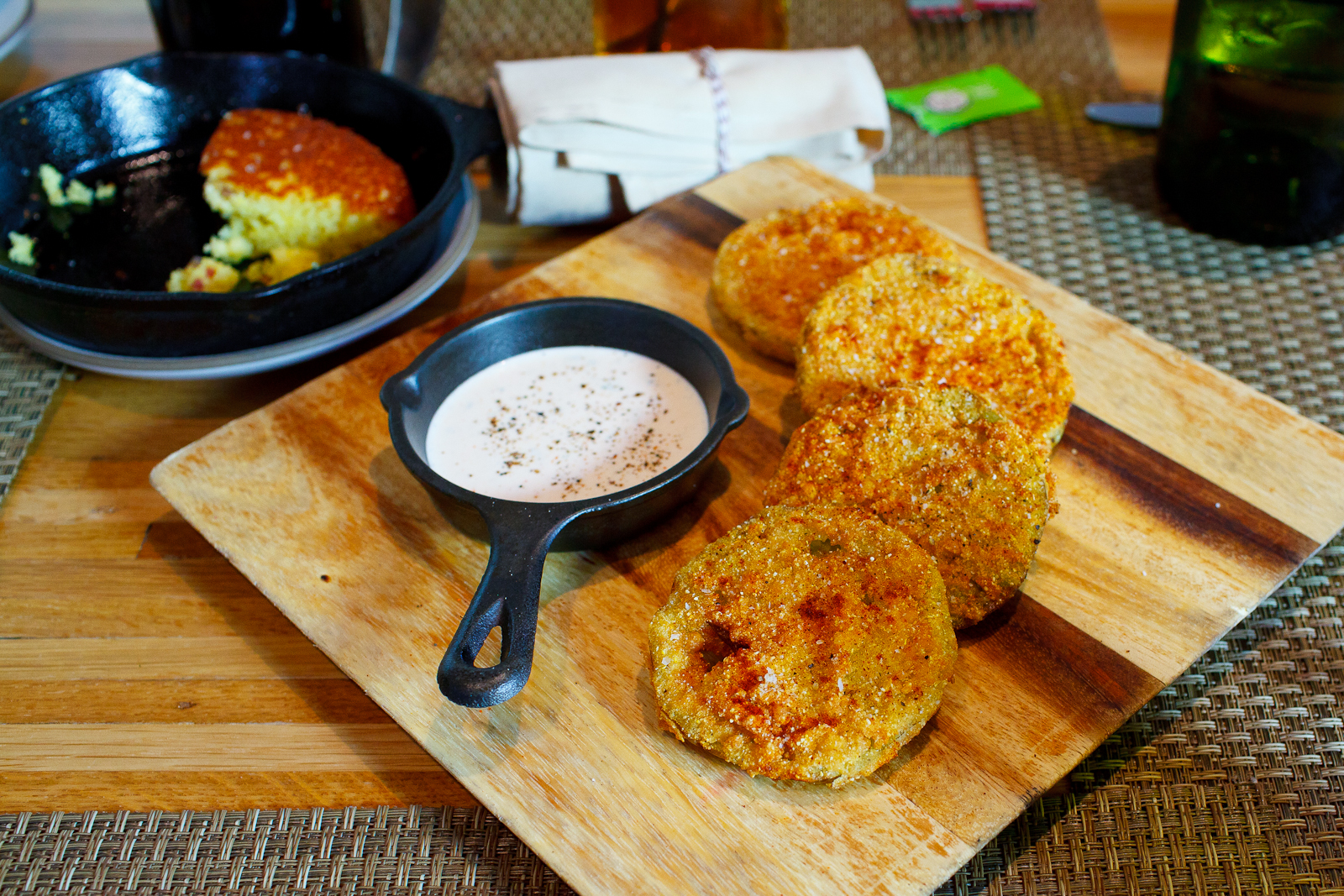 Fried Green Tomatoes with TN Cheddar Pimento Cheese and Surryano Country Ham