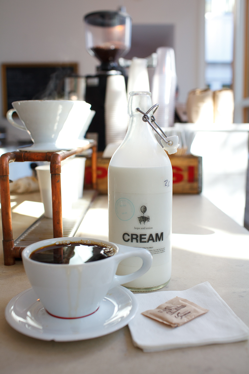 Pour over coffee and cream ($3.25)
