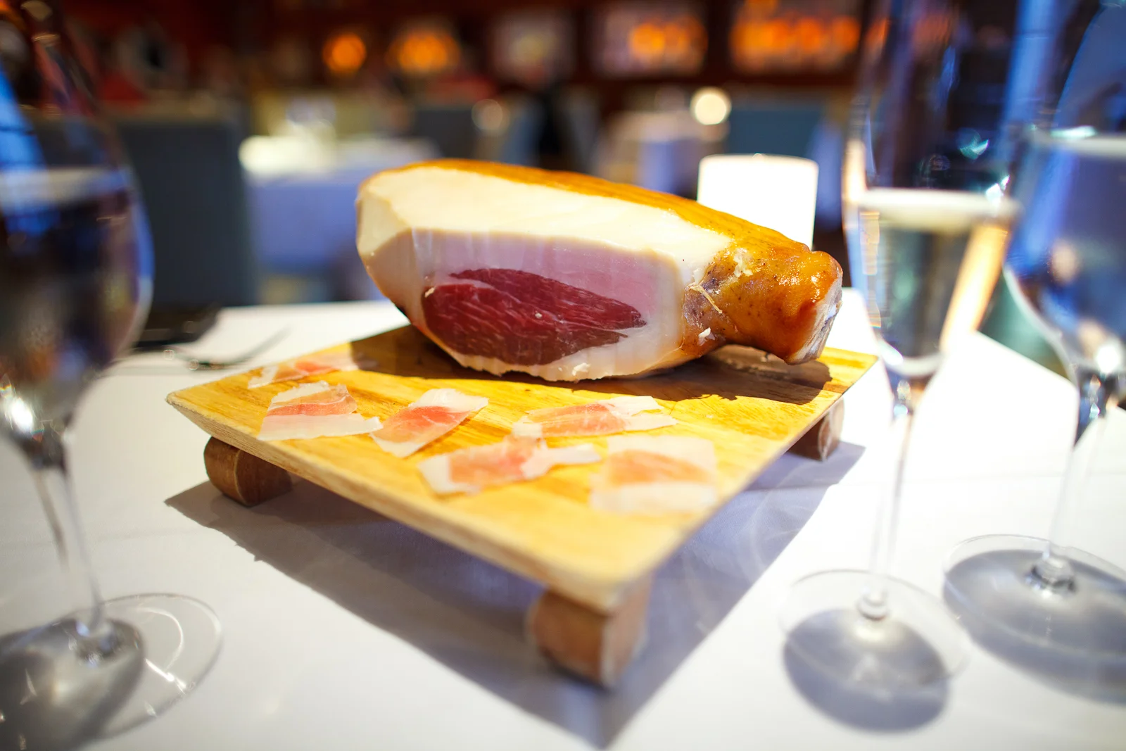 Snacks 3: Ossabaw ham aged at the restaurant