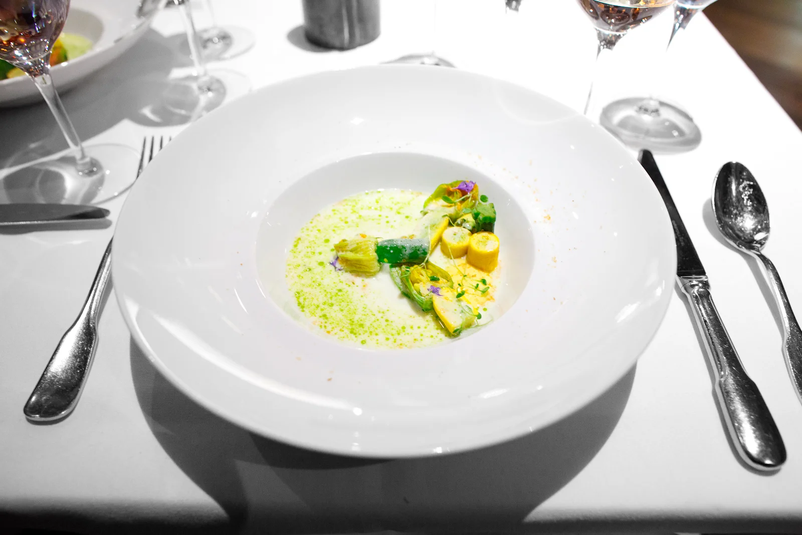 4th Course: Autumn courgettes, goat's milk, marjoram and house-cured bottarga