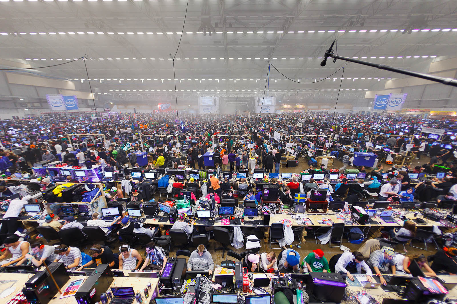 View from above, Hall D, lights still on