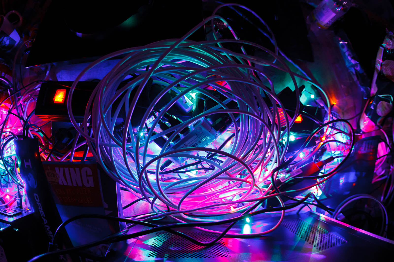 Bundle of wires and lights