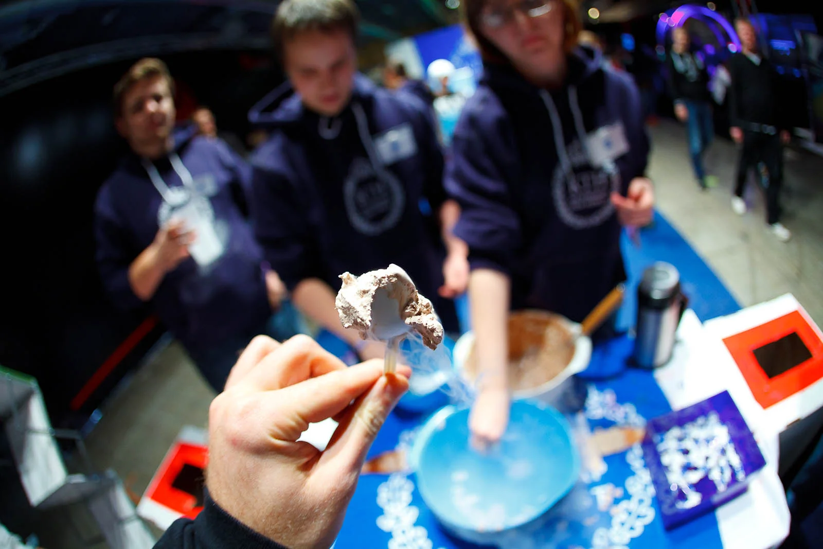 Liquid nitrogen frozen ice cream