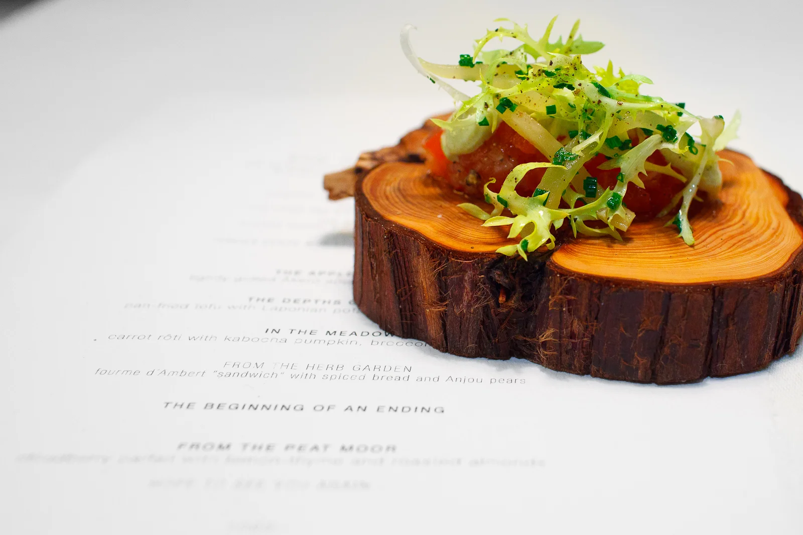 3rd Course: The smokehouse - smoked tomato with capers and yellow radish, the dish