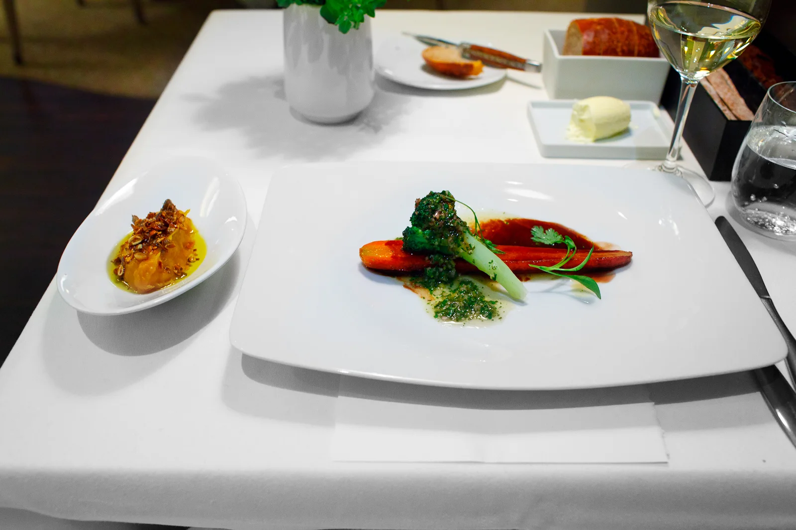 7th Course: In the meadow - carrot rôti with kabocha pumpkin, broccoli, and coriander