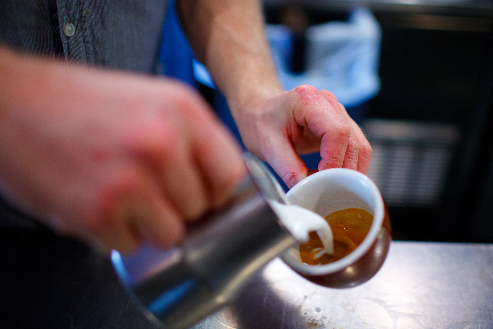 Pouring a macchiato