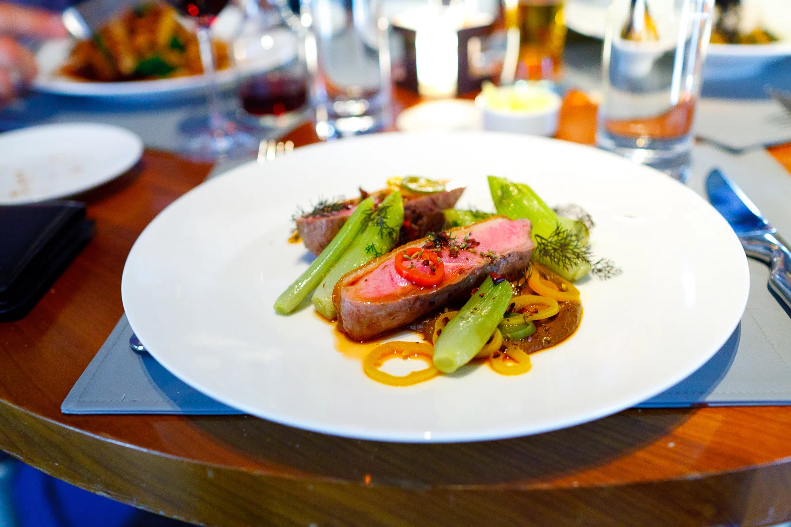 Duck breast, Madagascar chocolate, bronze fennel, pickled chiles ($27)