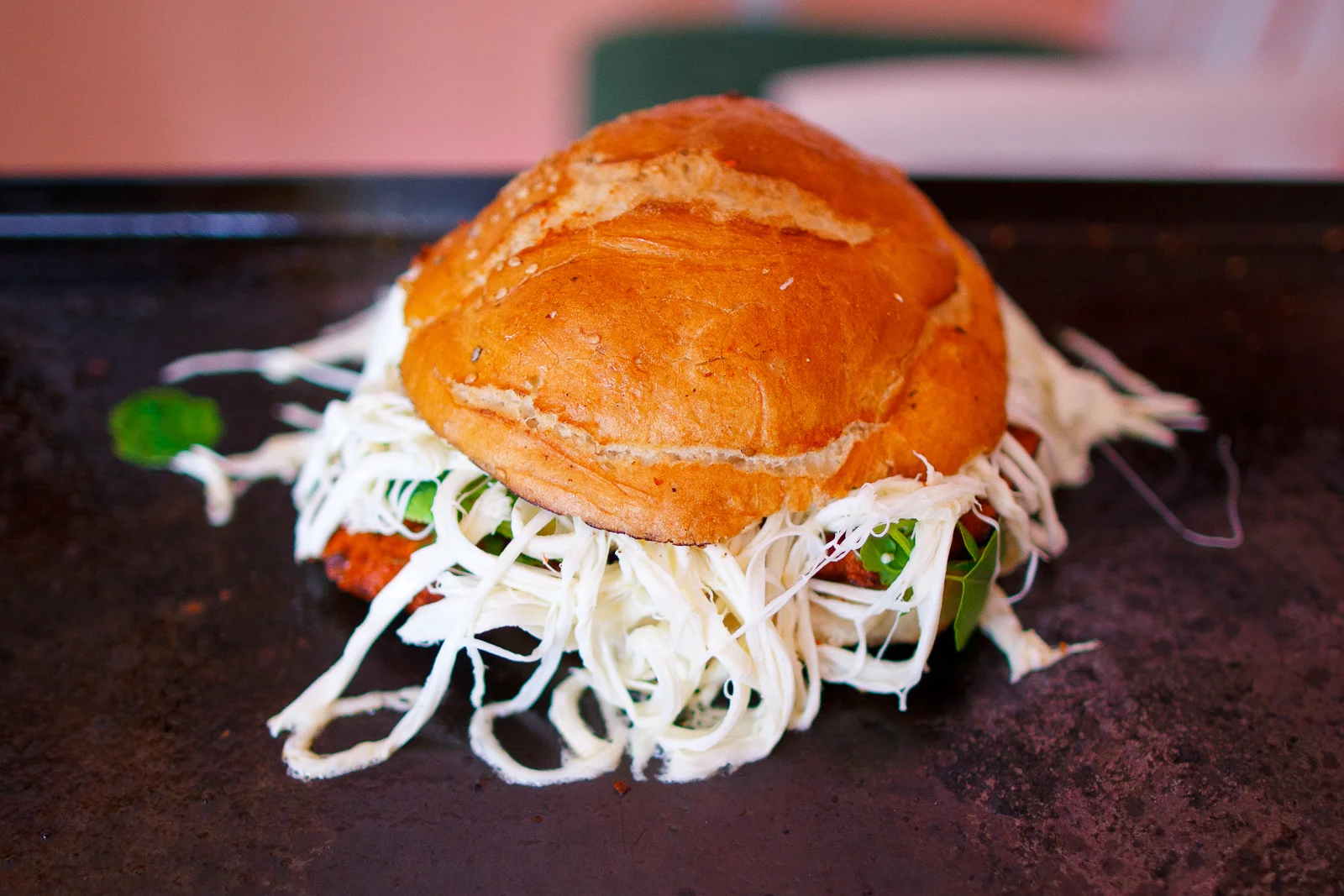 Cemita on the grill to lightly toast the bottom