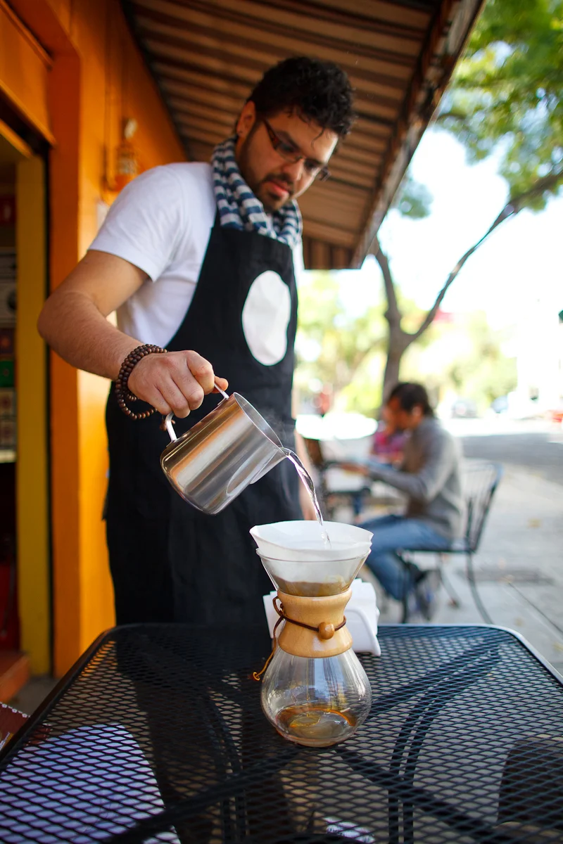 Chemex coffee, poured tableside (50 MXP)