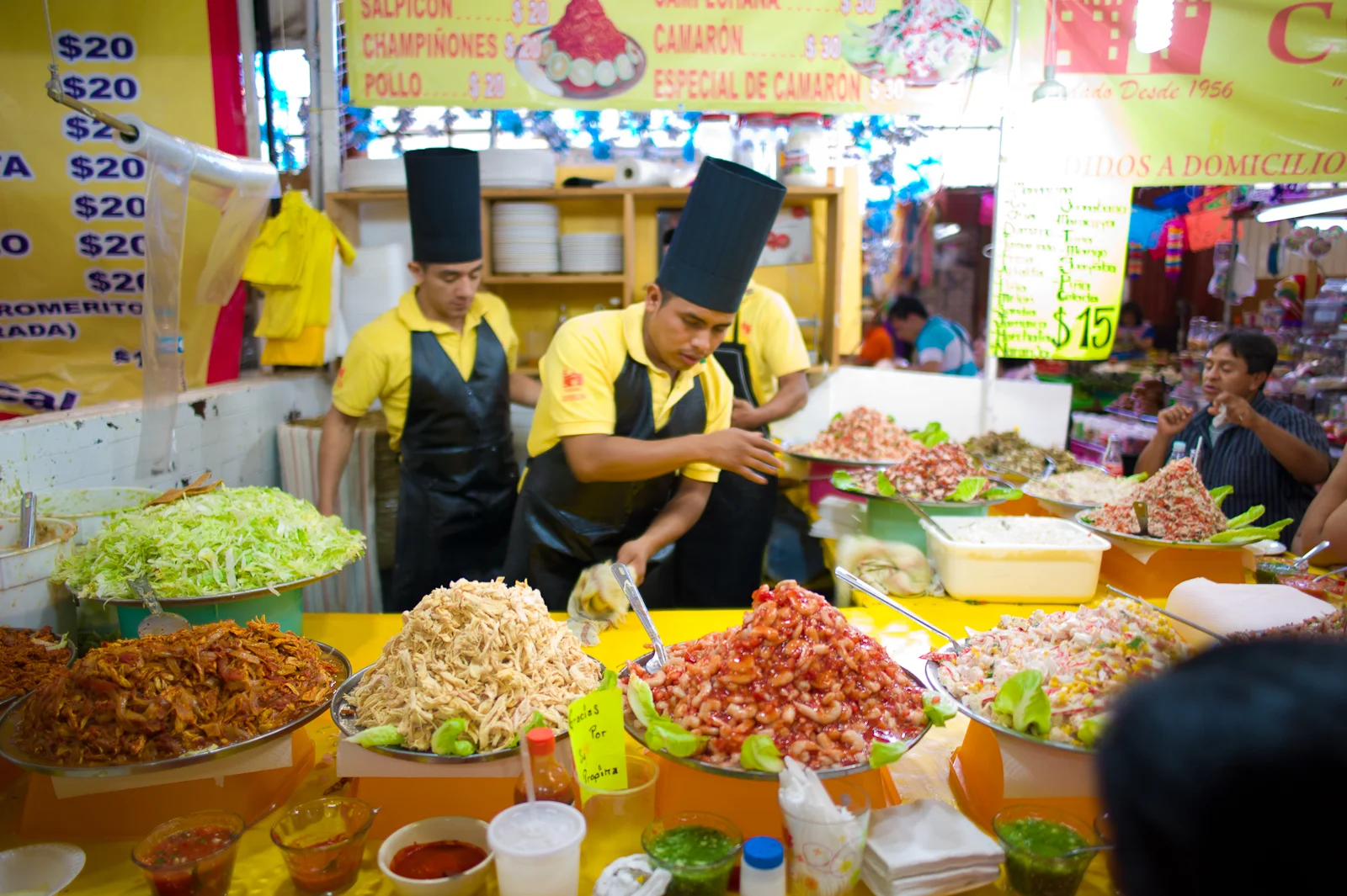 Piles of toppings for tostadas