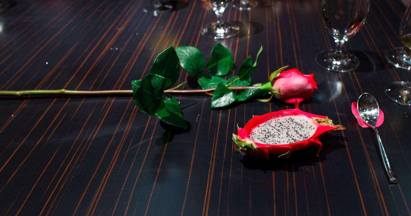 8th Course: Dragon fruit with rose
