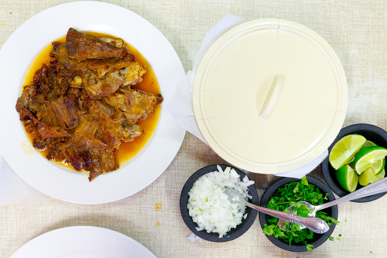 Bírria (goat stew) with accompaniments