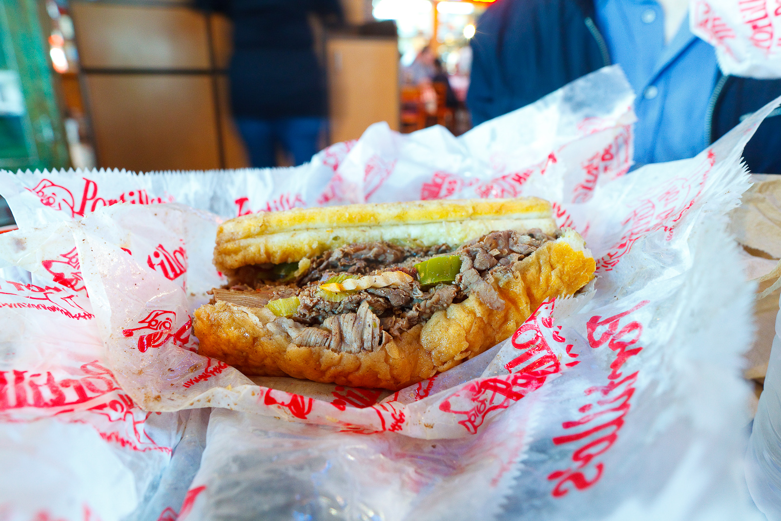 Italian beef sandwich, Chicago’s #1 Italian Beef served on perfectly baked French bread ($4.65)