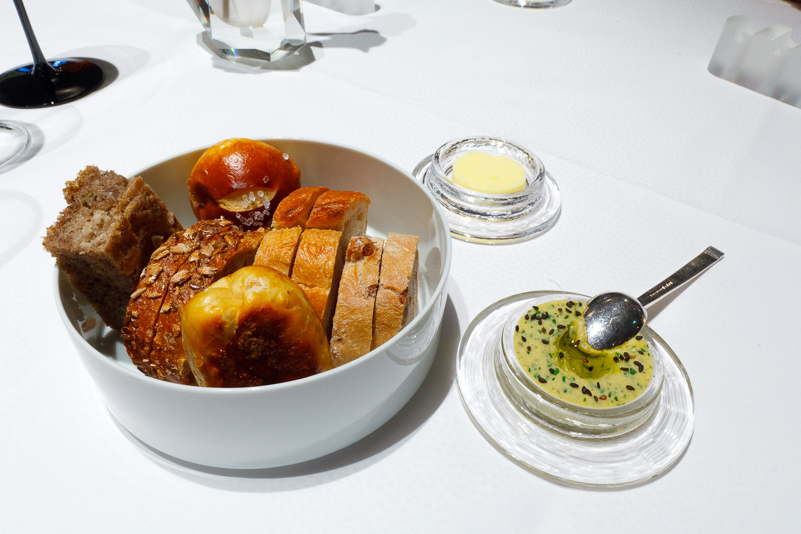 House-made bread with butter and hummus