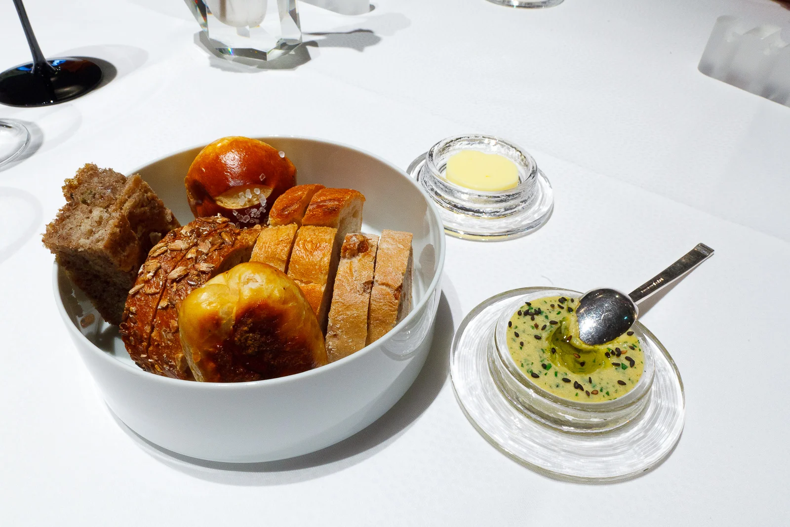 House-made bread with butter and hummus