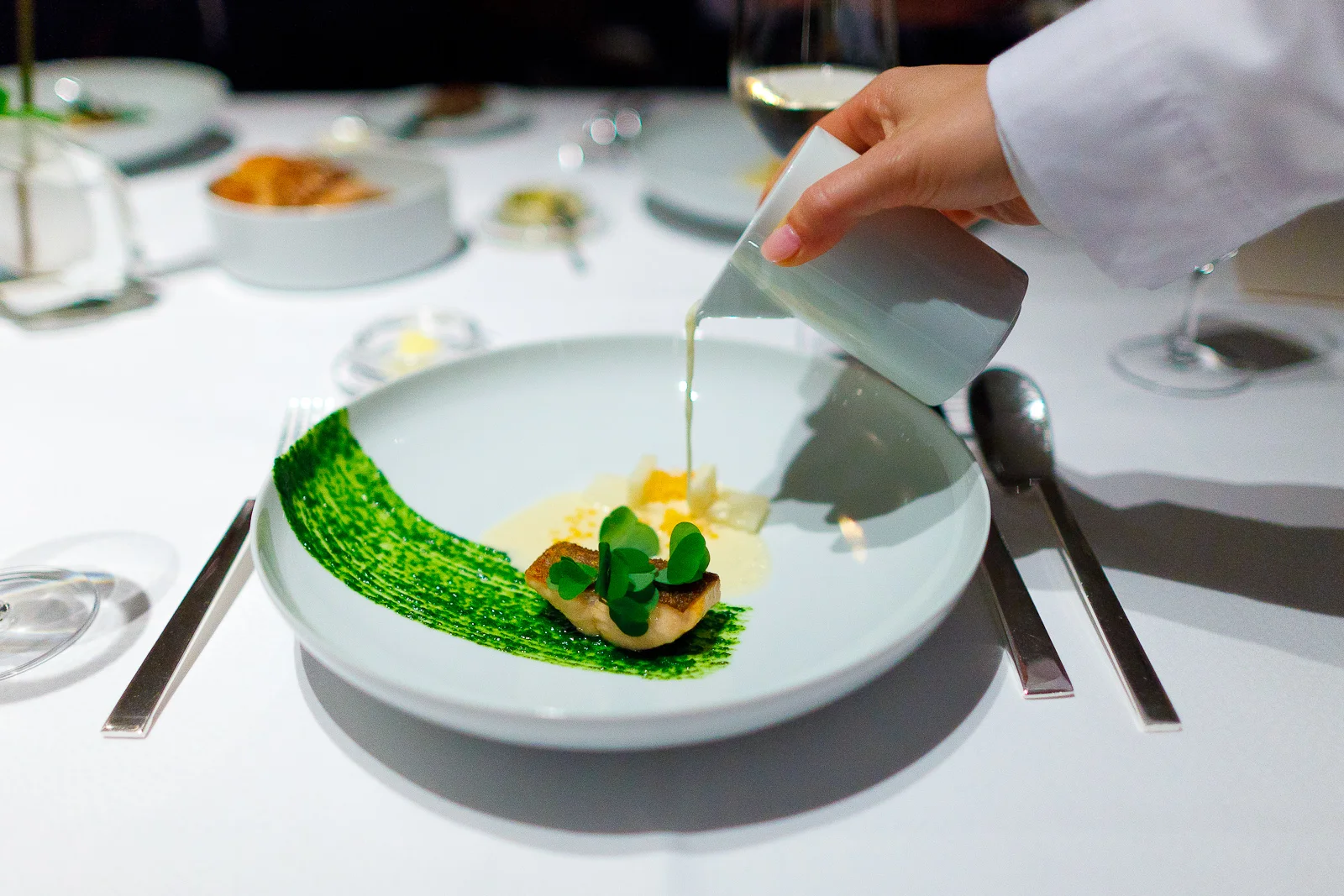 4th Course: Char and caviar from Tainach, turnip, dill, and sorrel