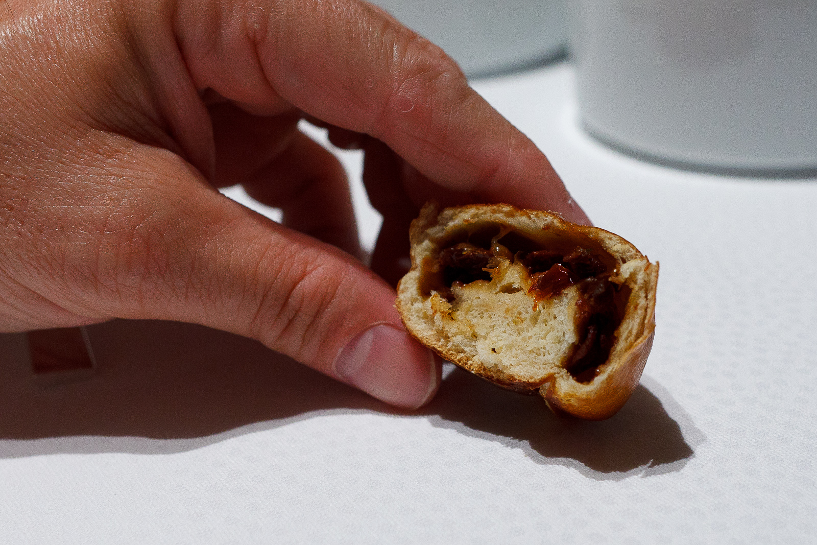 Pretzel bread filled with sundried tomato