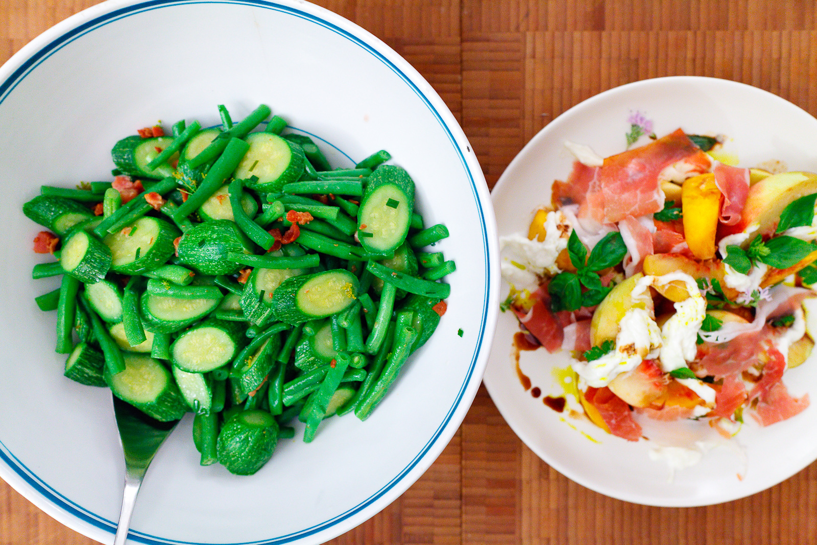 Squash and string beans, summer pe