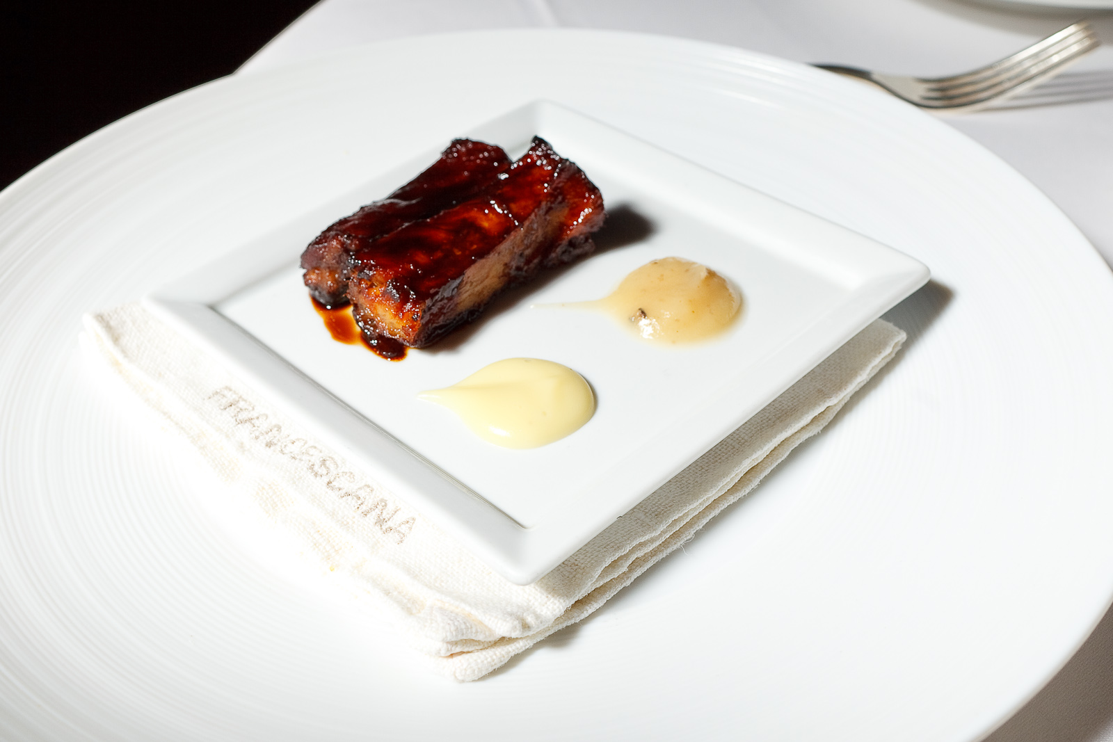 9th Course: Mora Romagnola short ribs lacquered with traditional balsamic vinegar of Modena