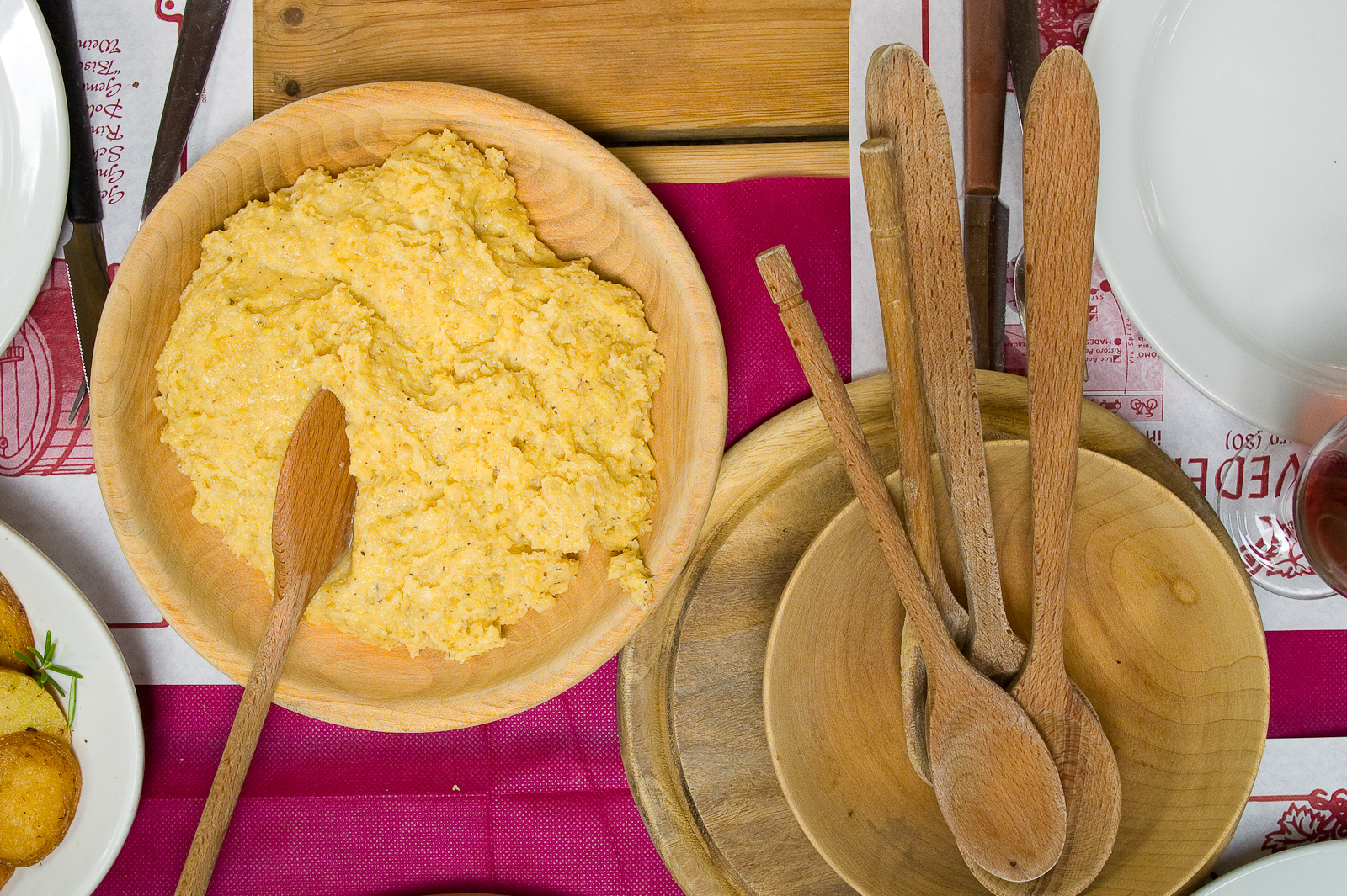 Polenta stirred with cheese