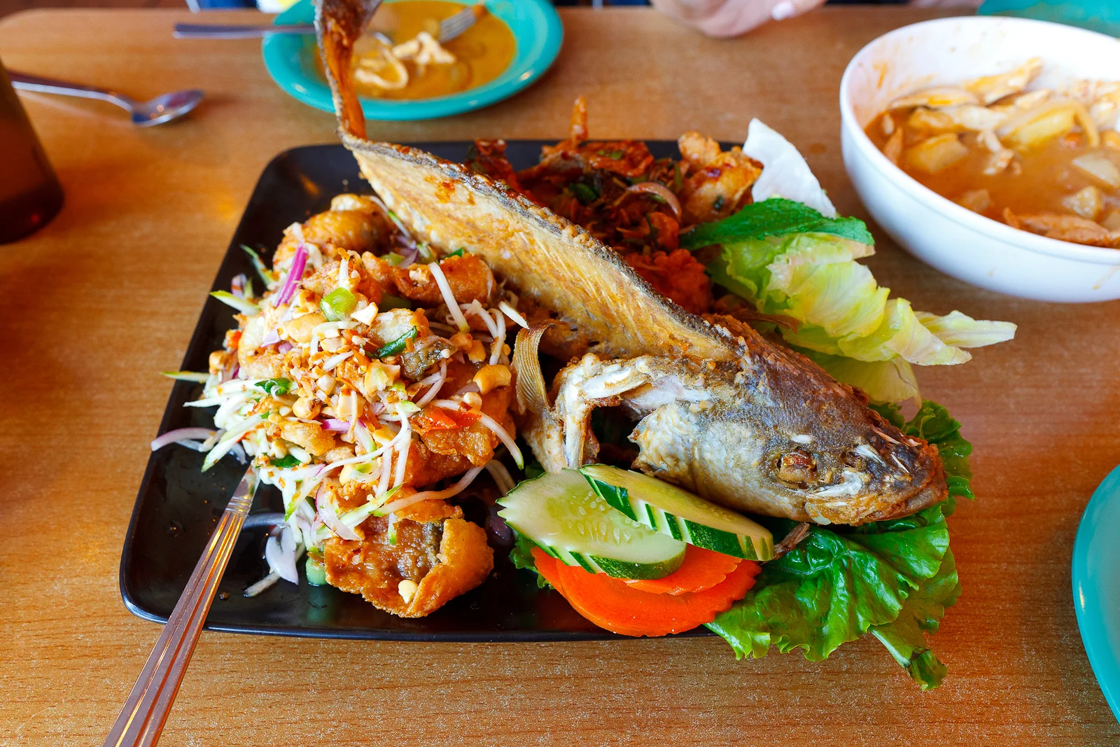 Deep fried sea bass - chilli, lime ($25)