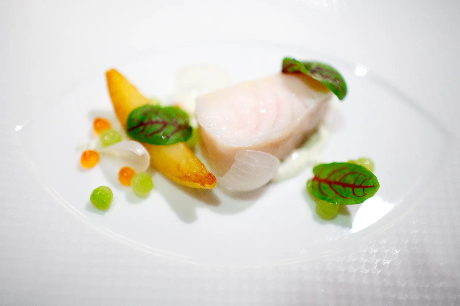 7th Course: Columbia river sturgeon confit à la minute