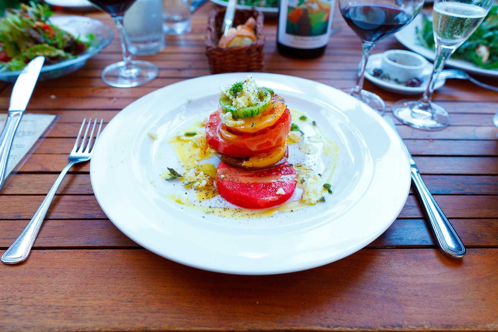 Heirloom summer tomato & watermelon saladmarinated feta, yellow tomato vinaigrette ($12)