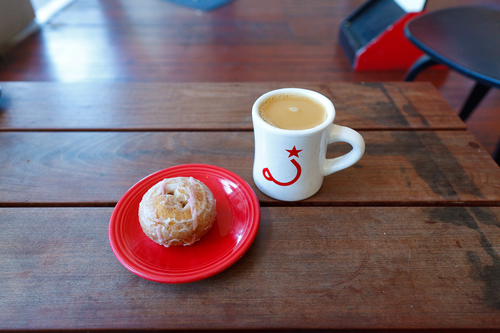 Pour over coffee and a glaze donut from People's Donuts
