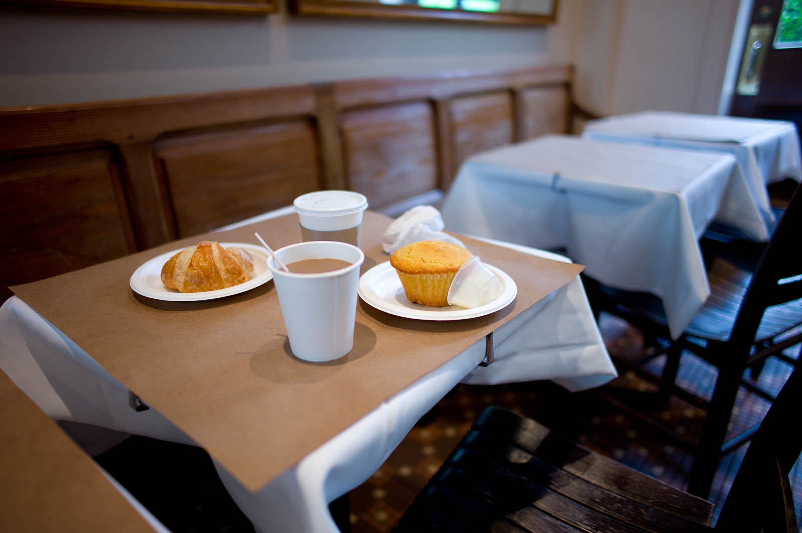 Croissant, Corn Muffin, and Coffee