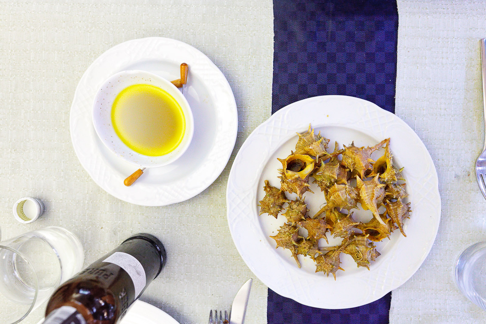 Caracoles (local whelks) with olive oil, salt, and pepper vinaigrette