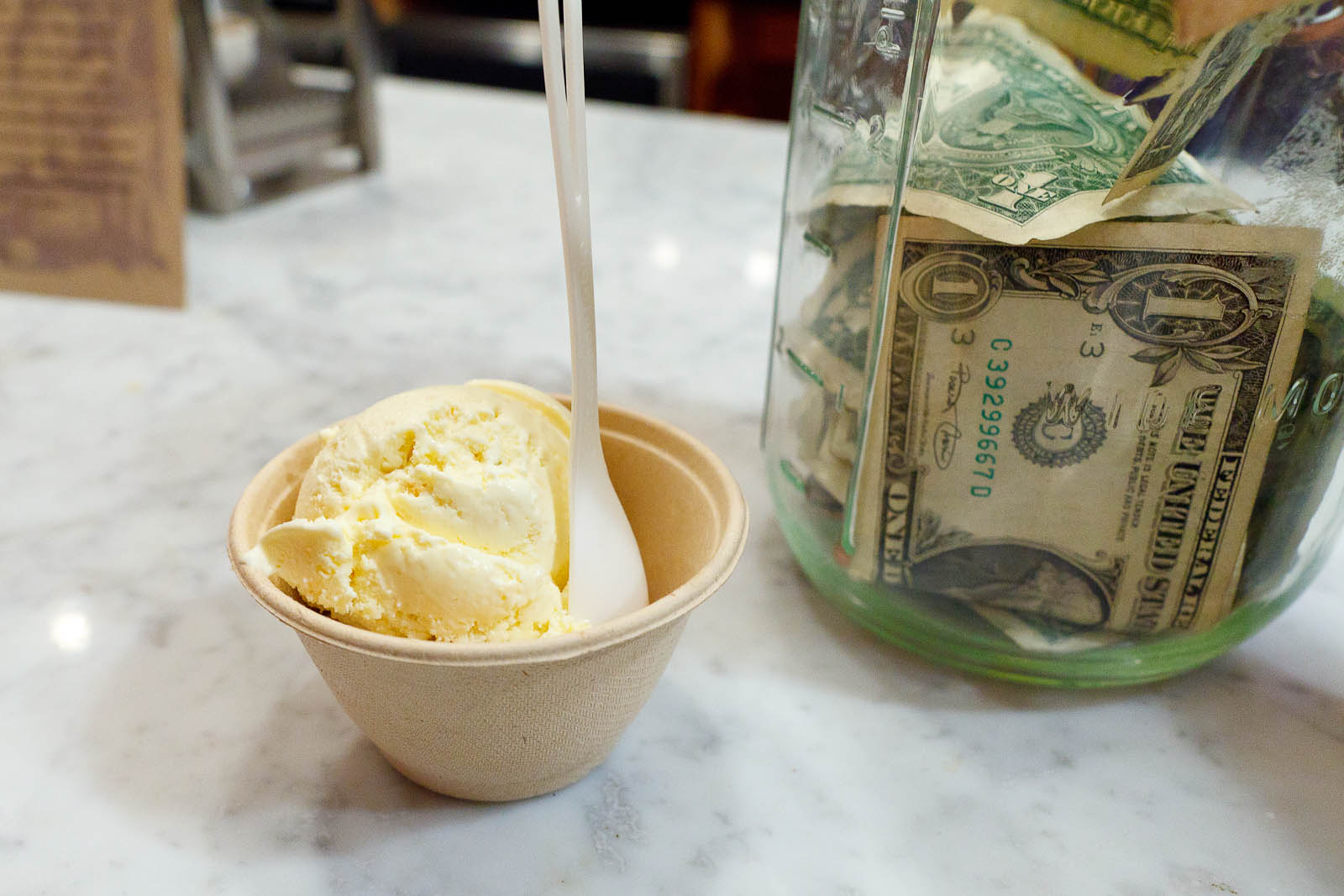 Palm Sugar (kettle-boiled heritage palm sap) with Ginger (small kettle candied ginger) Ice Cream ($4.50)