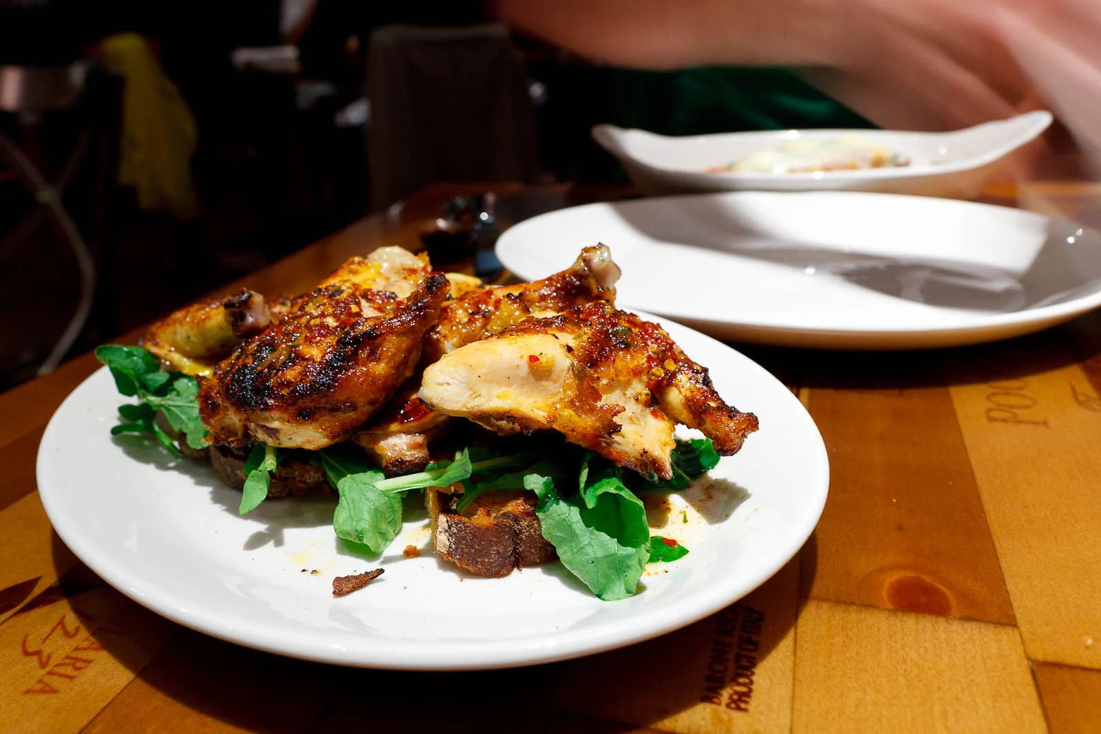 Polleto alla diavola - grilled spit chicken "devil style" - garlic, lemon, hot pepper ($24)