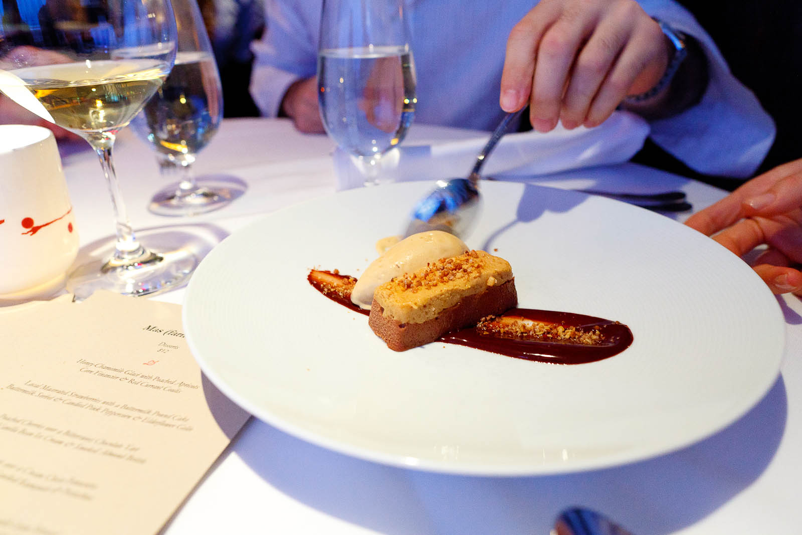 5th Course: Hazelnut-milk chocolate mousse with cocoa streusel, salted caramel ice cream and chocolate ganache