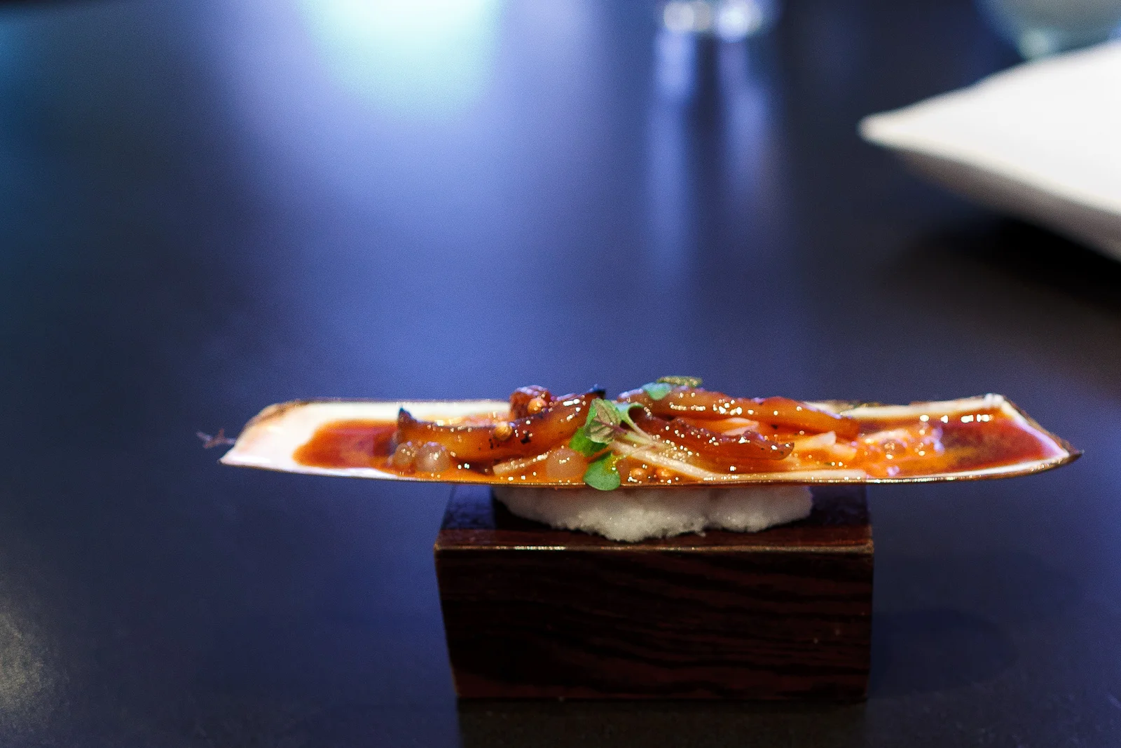 5th Course: Razor clam, carrot, soy, daikon