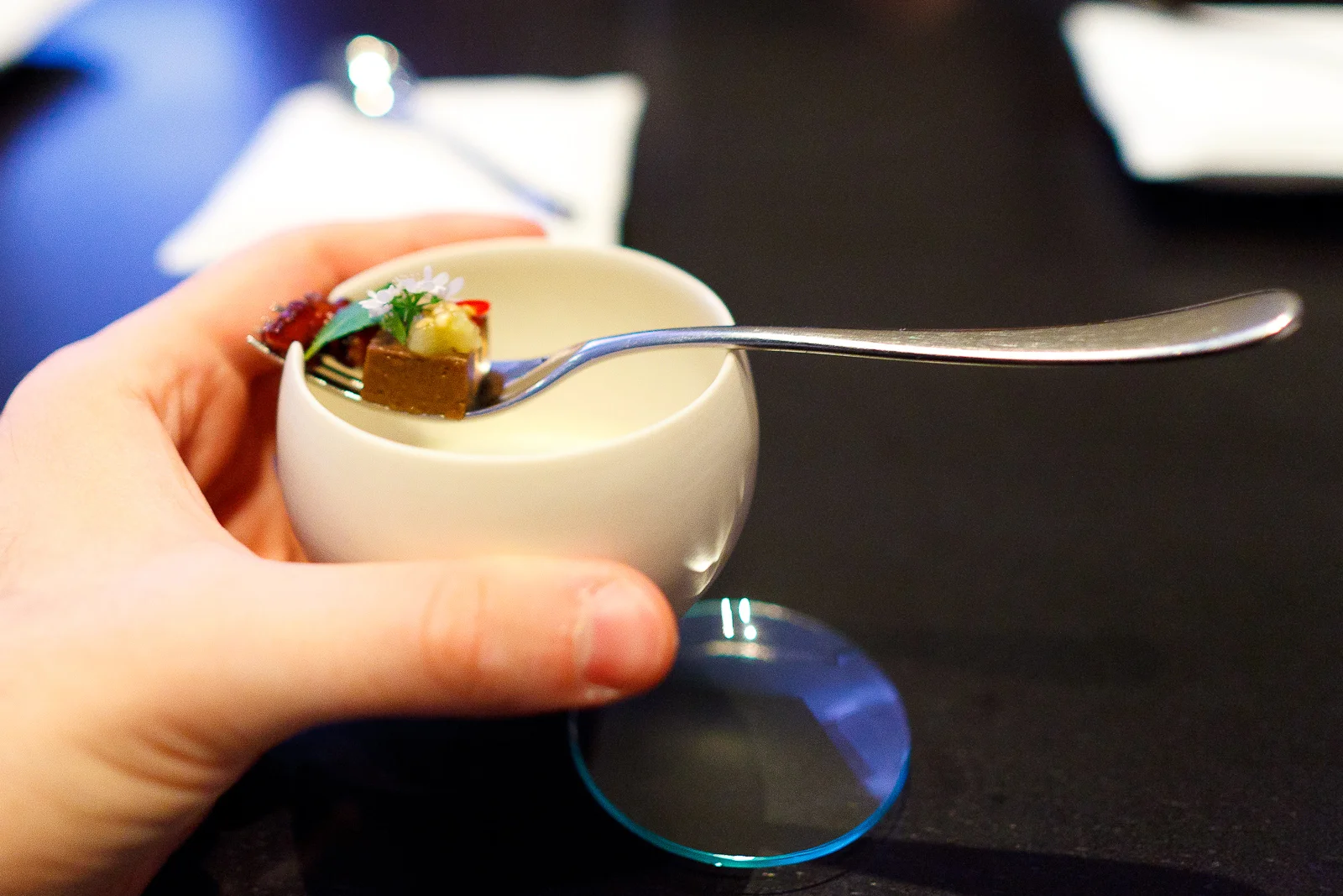 6th Course: Octopus, eggplant, coriander, red wine