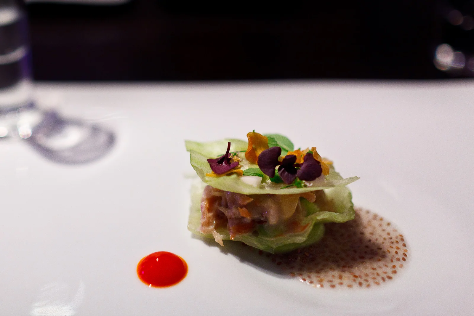 3rd Course: Pork belly, iceberg, cucumber, thai distillation